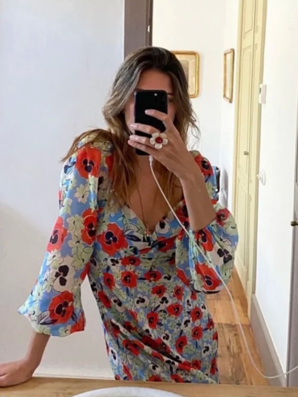 RIXO Gio Silk Floral Dress